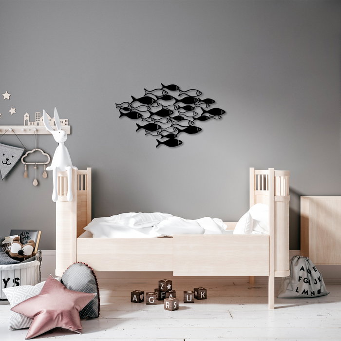 Wallity Fishes - 276 Accesorio de Pared de Metal Negro